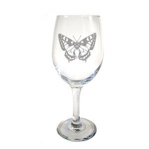 Swallowtail Butterfly Engraved Wine Glass, 18oz